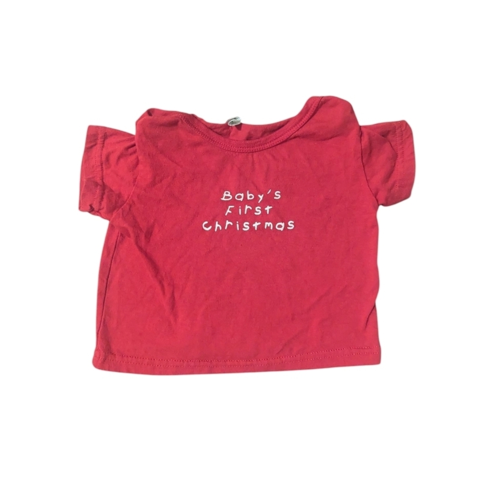 5/$15 Baby Boy/Girl Baby's First Christmas 6-9 Month Red Short Sleeve Shirt